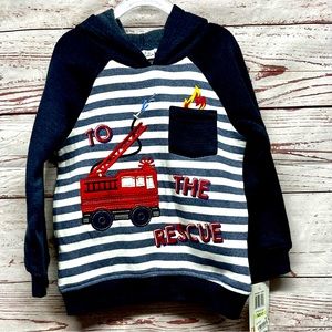 Kids Headquarters Boys Fire Engine Hooded Sweatshirt Size 4t
